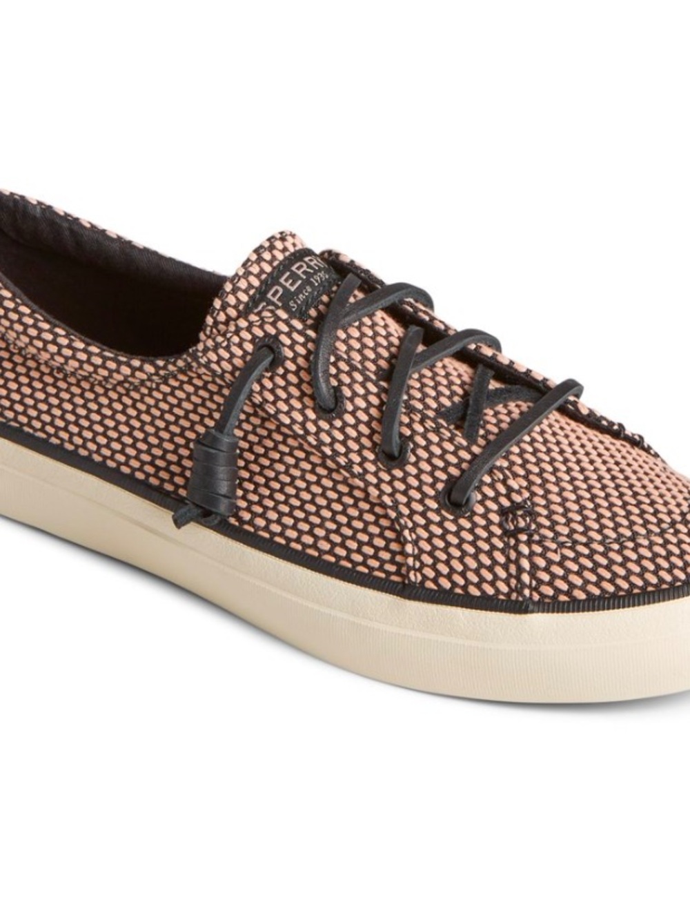 Sperry Rose Gold Textured Lace-Up Sneaker with Black Laces